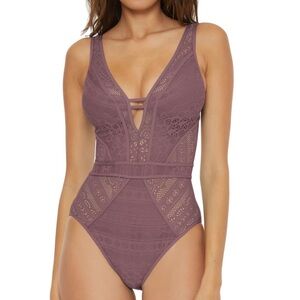 BECCA Purple Lace One Piece Swimsuit